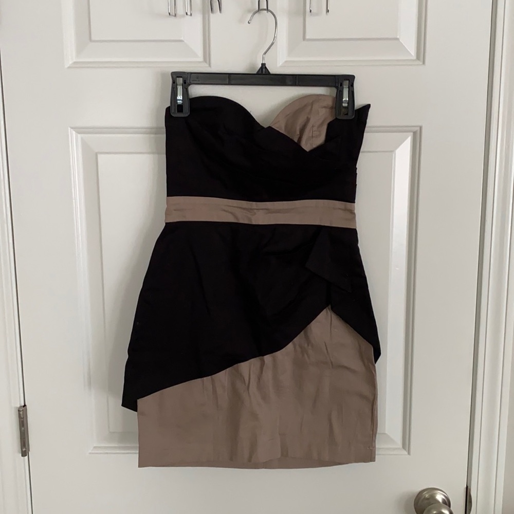 Black and Tan color block dress